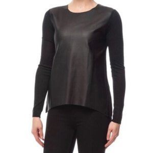 Olivaceous Faux Leather Sweater
